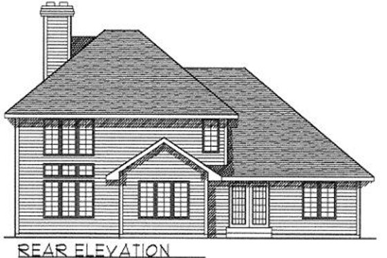 Exterior - Rear Elevation for Traditional House Plan #70-397 - 4 bed, 2.5 bath