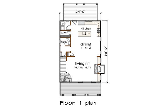 Floor Plan - Main Floor for Farmhouse House Plan #79-268 - 3 bed, 2.5 bath