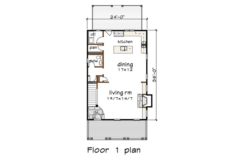 Dream House Plan - Floor Plan - Main Floor for Farmhouse House Plan #79-268 - 3 bed, 2.5 bath