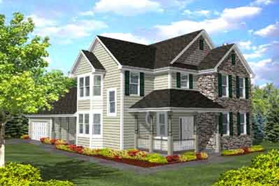 Exterior - Front Elevation for Colonial House Plan #50-260 - 3 bed, 3 bath
