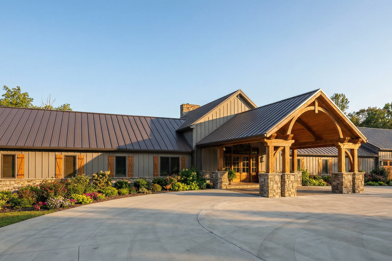 House Blueprint - Exterior - Front Elevation 3 for Barndominium House Plan #923-492 - 9 bed, 10 bath