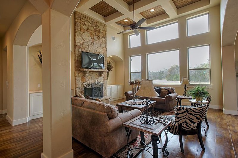 Architectural House Design - Interior - Family Room 1 for Mediterranean House Plan #80-141 - 4 bed, 4 bath