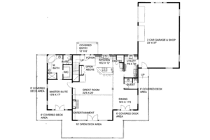 Floor Plan - Main Floor for Cabin House Plan #117-786 - 3 bed, 2.5 bath
