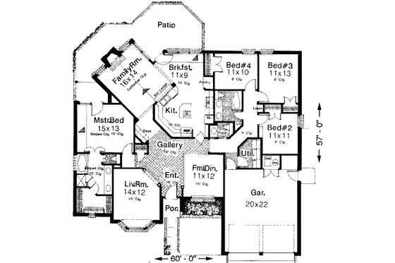 Floor Plan - Main Floor for Traditional House Plan #310-199 - 4 bed, 2.5 bath