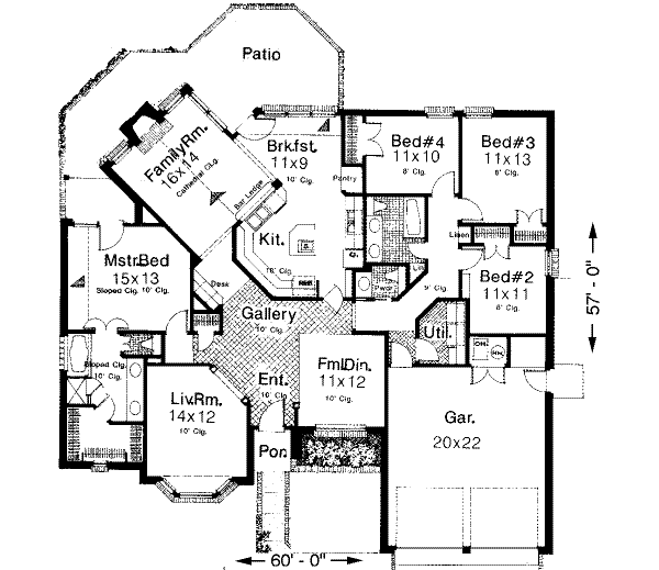 Floor Plan - Main Floor for Traditional House Plan #310-199 - 4 bed, 2.5 bath