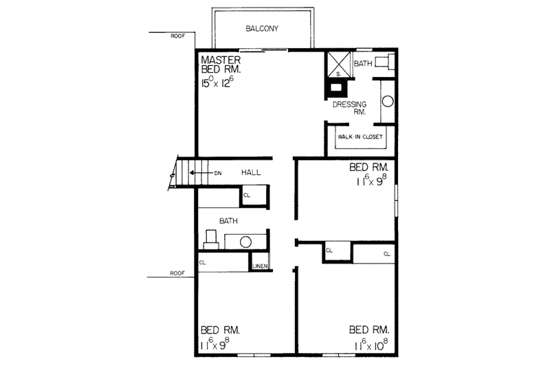 House Design - Floor Plan - Upper Floor House Plan #72-205 - 4 bed, 2.5 bath