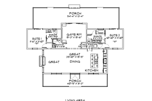 Floor Plan - Main Floor for Farmhouse House Plan #1109-14 - 2 bed, 3 bath