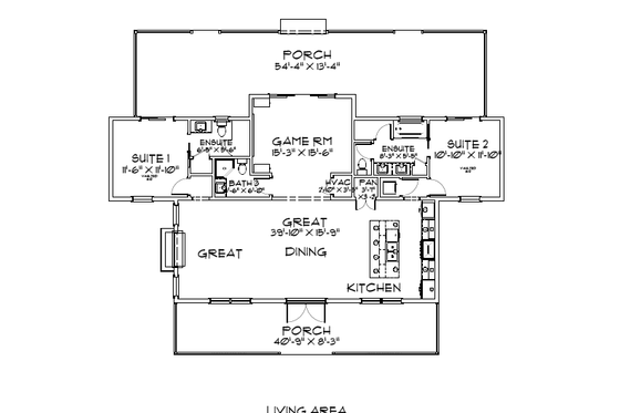 Floor Plan - Main Floor for Farmhouse House Plan #1109-14 - 2 bed, 3 bath