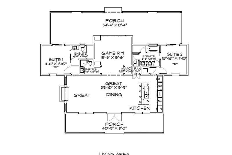 House Blueprint - Floor Plan - Main Floor for Farmhouse House Plan #1109-14 - 2 bed, 3 bath