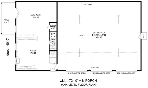 House Blueprint - Floor Plan - Main Floor for Barndominium House Plan #932-1459 - 2 bed, 2.5 bath