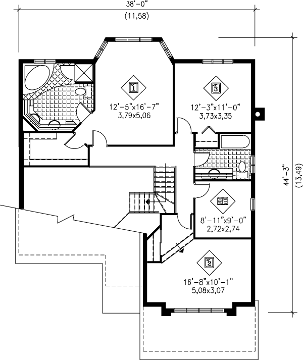 Traditional Floor Plan - Upper Floor Plan #25-2111