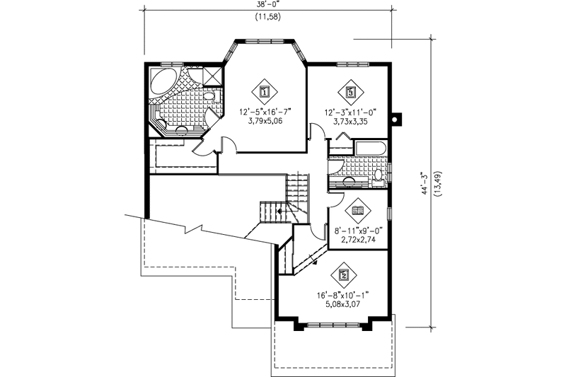 Architectural House Design - Floor Plan - Upper Floor for Traditional House Plan #25-2111 - 3 bed, 2.5 bath