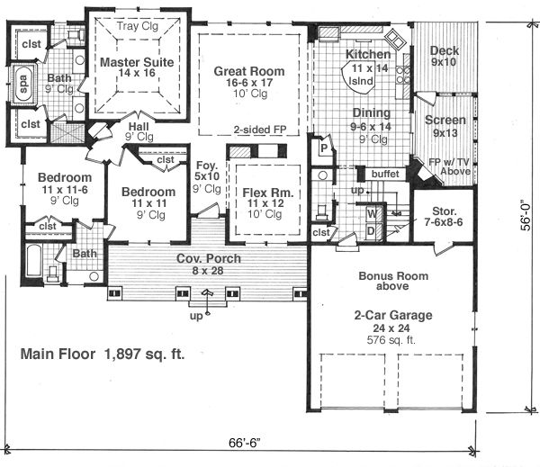 Craftsman Floor Plan - Main Floor Plan #51-515