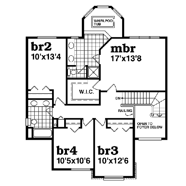 European Floor Plan - Upper Floor Plan #47-428
