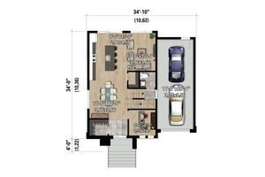 Floor Plan - Main Floor for Contemporary House Plan #25-5025 - 4 bed, 2.5 bath