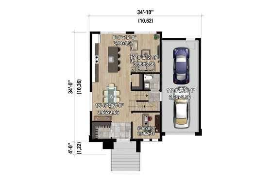 Floor Plan - Main Floor for Contemporary House Plan #25-5025 - 4 bed, 2.5 bath