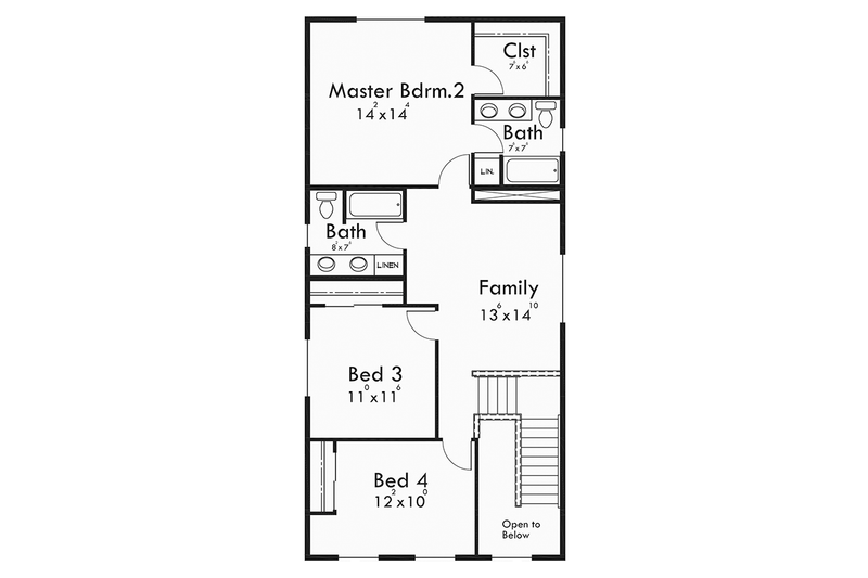 Architectural House Design - Floor Plan - Upper Floor for Craftsman House Plan #303-473 - 6 bed, 4.5 bath