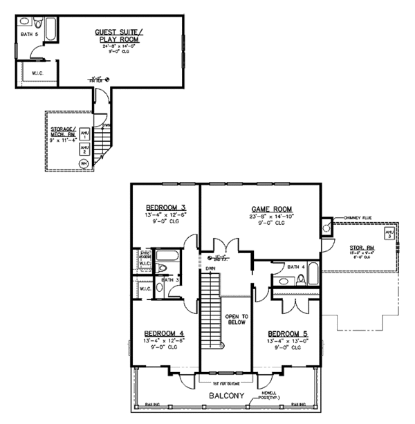 Architectural House Design - Colonial Floor Plan - Upper Floor Plan #1019-4
