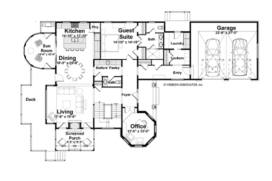 Floor Plan - Main Floor for Craftsman House Plan #928-71 - 3 bed, 4.5 bath