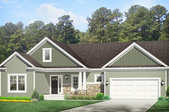 Exterior - Front Elevation 4 for Ranch House Plan #1010-137 - 3 bed, 2 bath