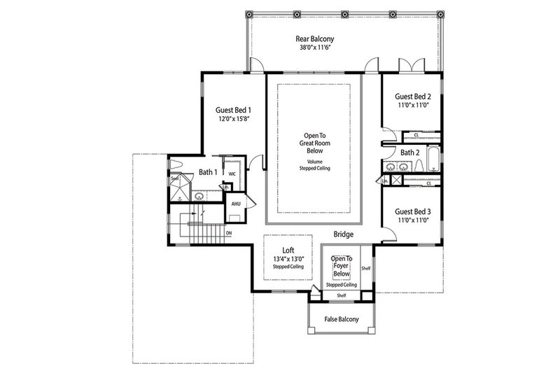 House Blueprint - Floor Plan - Upper Floor for Mediterranean House Plan #938-84 - 4 bed, 3.5 bath