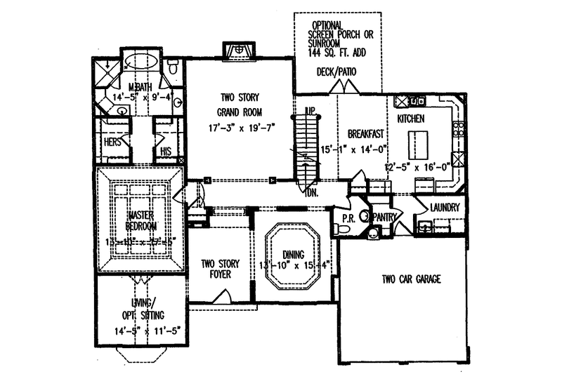 House Blueprint - Floor Plan - Main Floor for Traditional House Plan #54-242 - 4 bed, 3.5 bath
