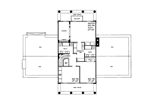 Floor Plan - Upper Floor for Classical House Plan #72-595 - 3 bed, 3 bath