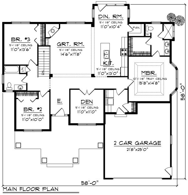 Home Plan - Craftsman Floor Plan - Main Floor Plan #70-1267