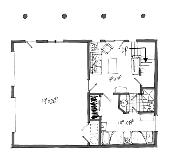 Log Floor Plan - Lower Floor Plan #942-23