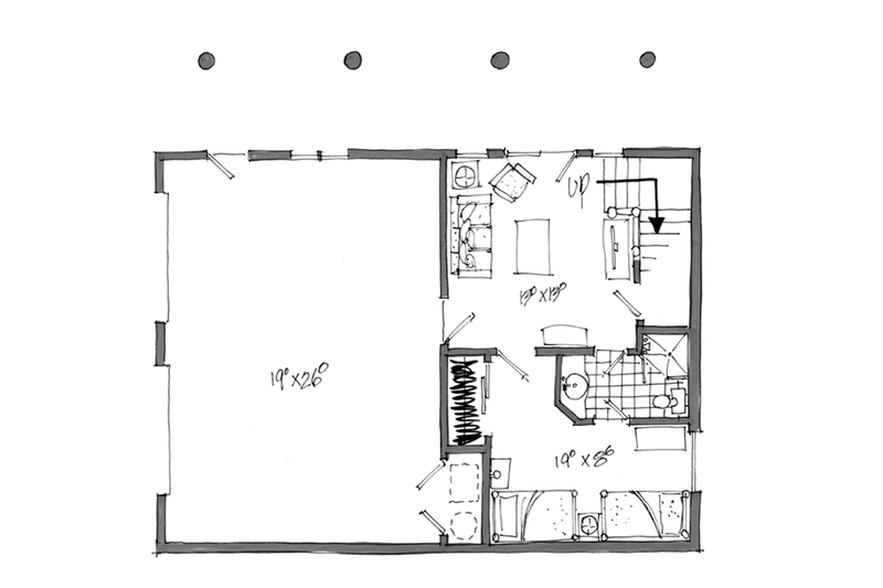 Dream House Plan - Floor Plan - Lower Floor for Log House Plan #942-23 - 3 bed, 2.5 bath