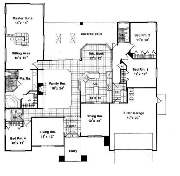 Architectural House Design - Mediterranean Floor Plan - Main Floor Plan #417-523