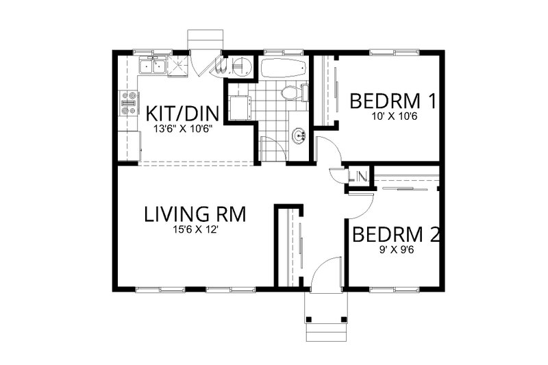 Architectural House Design - Floor Plan - Main Floor for Traditional House Plan #112-293 - 2 bed, 1 bath