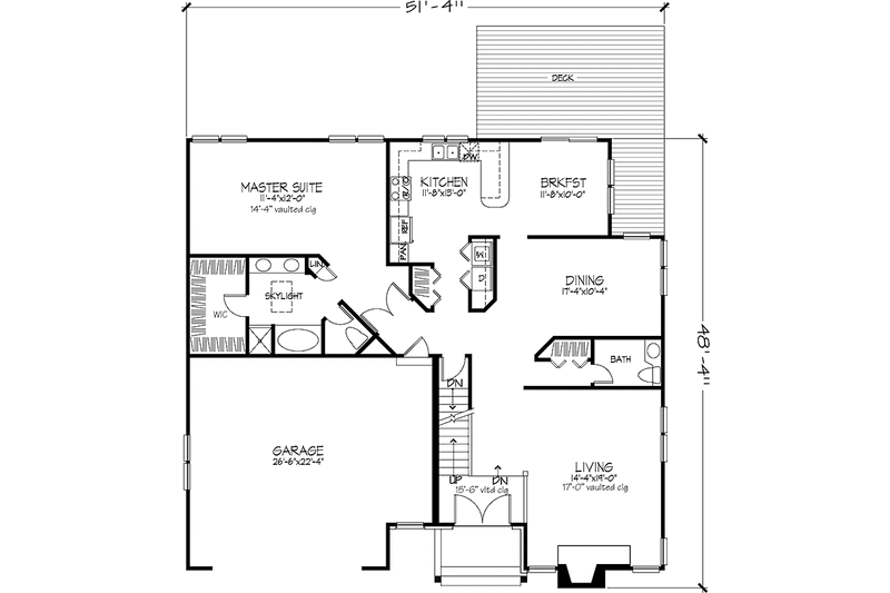 Home Plan - Floor Plan - Main Floor for Prairie House Plan #320-1104 - 3 bed, 2.5 bath