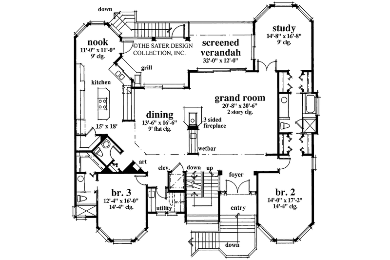 Architectural House Design - Floor Plan - Main Floor for Mediterranean House Plan #930-32 - 4 bed, 5.5 bath