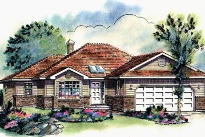 House Blueprint - Ranch Exterior - Front Elevation Plan #18-184