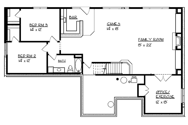 Home Plan - Floor Plan - Lower Floor for European House Plan #320-994 - 3 bed, 2.5 bath