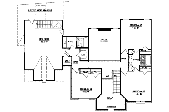 Floor Plan - Upper Floor for European House Plan #81-564 - 4 bed, 3.5 bath