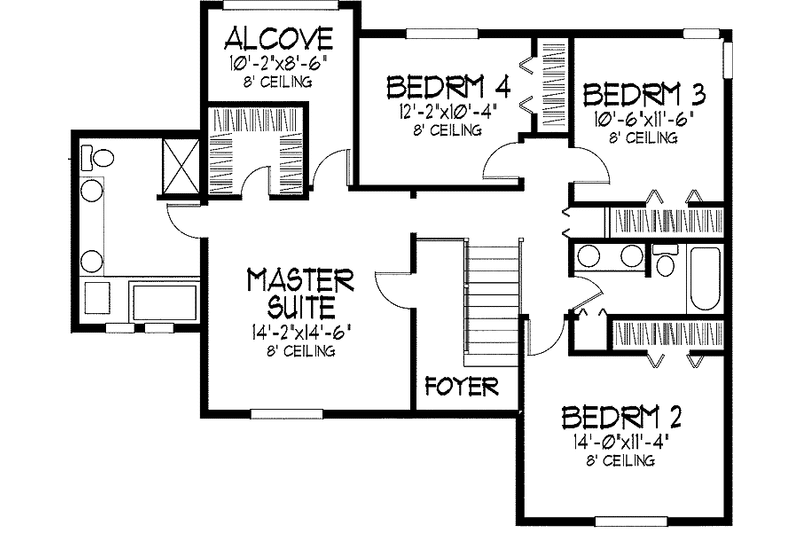 Architectural House Design - Floor Plan - Upper Floor for European House Plan #51-877 - 4 bed, 2.5 bath