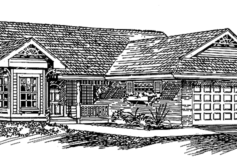 Home Plan - Exterior - Front Elevation 3 for Ranch House Plan #310-998 - 3 bed, 2 bath