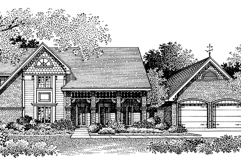 Architectural House Design - Country Exterior - Front Elevation Plan #45-456