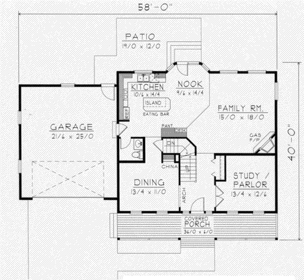 Colonial Floor Plan - Main Floor Plan #112-129