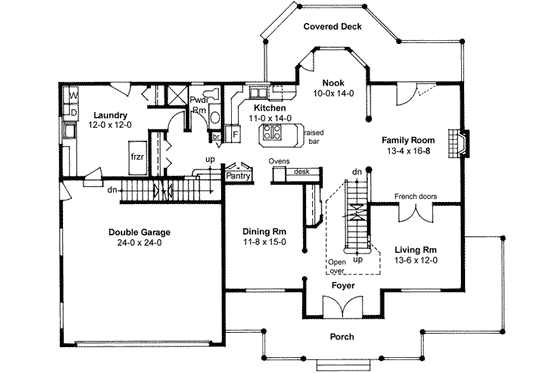 Floor Plan - Main Floor for Farmhouse House Plan #126-105 - 4 bed, 3 bath