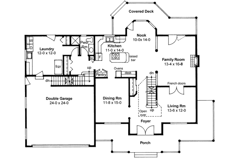 House Blueprint - Floor Plan - Main Floor for Farmhouse House Plan #126-105 - 4 bed, 3 bath