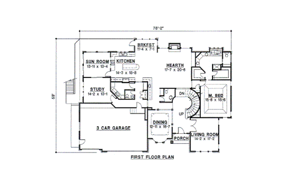 Floor Plan - Main Floor for European House Plan #67-230 - 4 bed, 4 bath