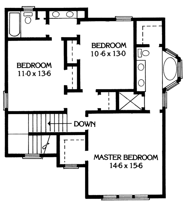 Architectural House Design - Victorian Floor Plan - Upper Floor Plan #1014-13