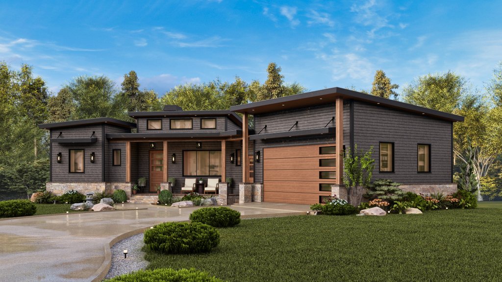 Exterior - Front Elevation 5 for Contemporary House Plan #54-689 - 3 bed, 2 bath