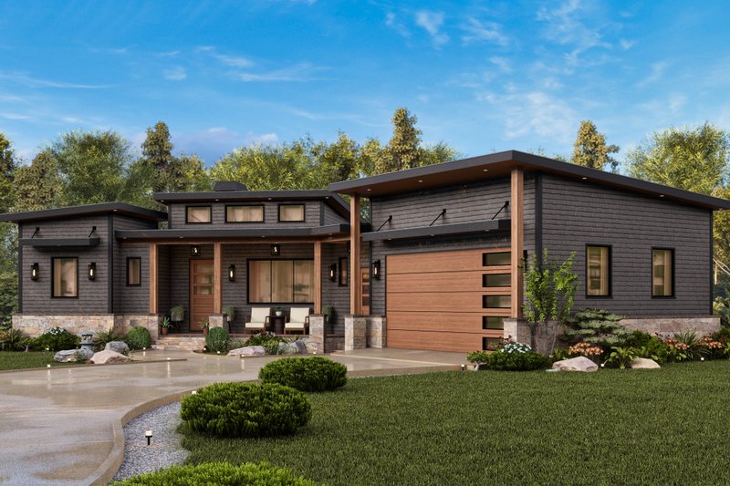 Home Plan - Exterior - Front Elevation 5 for Contemporary House Plan #54-689 - 3 bed, 2 bath