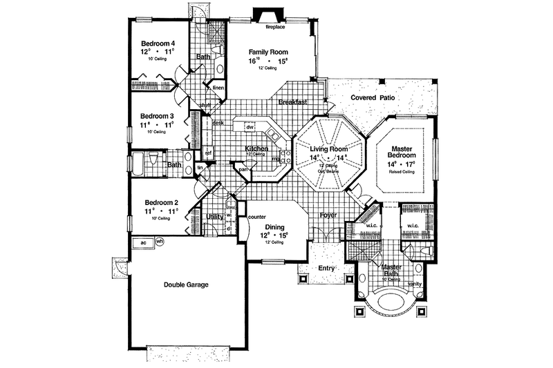 Home Plan - Floor Plan - Main Floor for Mediterranean House Plan #417-781 - 4 bed, 3 bath