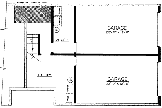 Floor Plan - Lower Floor for Ranch House Plan #303-159 - 2 bed, 1 bath