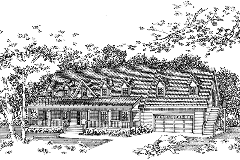 Architectural House Design - Country Exterior - Front Elevation Plan #72-1053